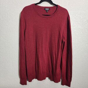 Express Sweater Mens XL Red Merino Wool Blend Crewneck